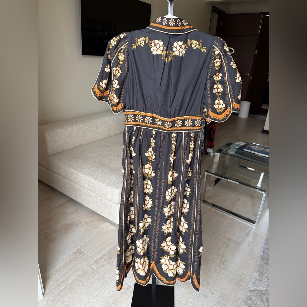 Farm Rio: Black Bold Flowers Organic Cotton Midi Dress - Picture 11 of 12